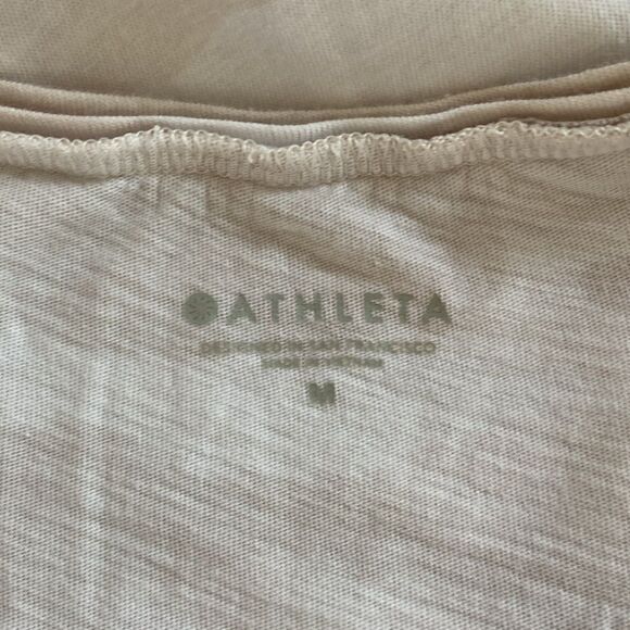 Athleta Cream Camo Organic Daily Crew Short Sleeve Tee Blouse Size Medium - Picture 6 of 8